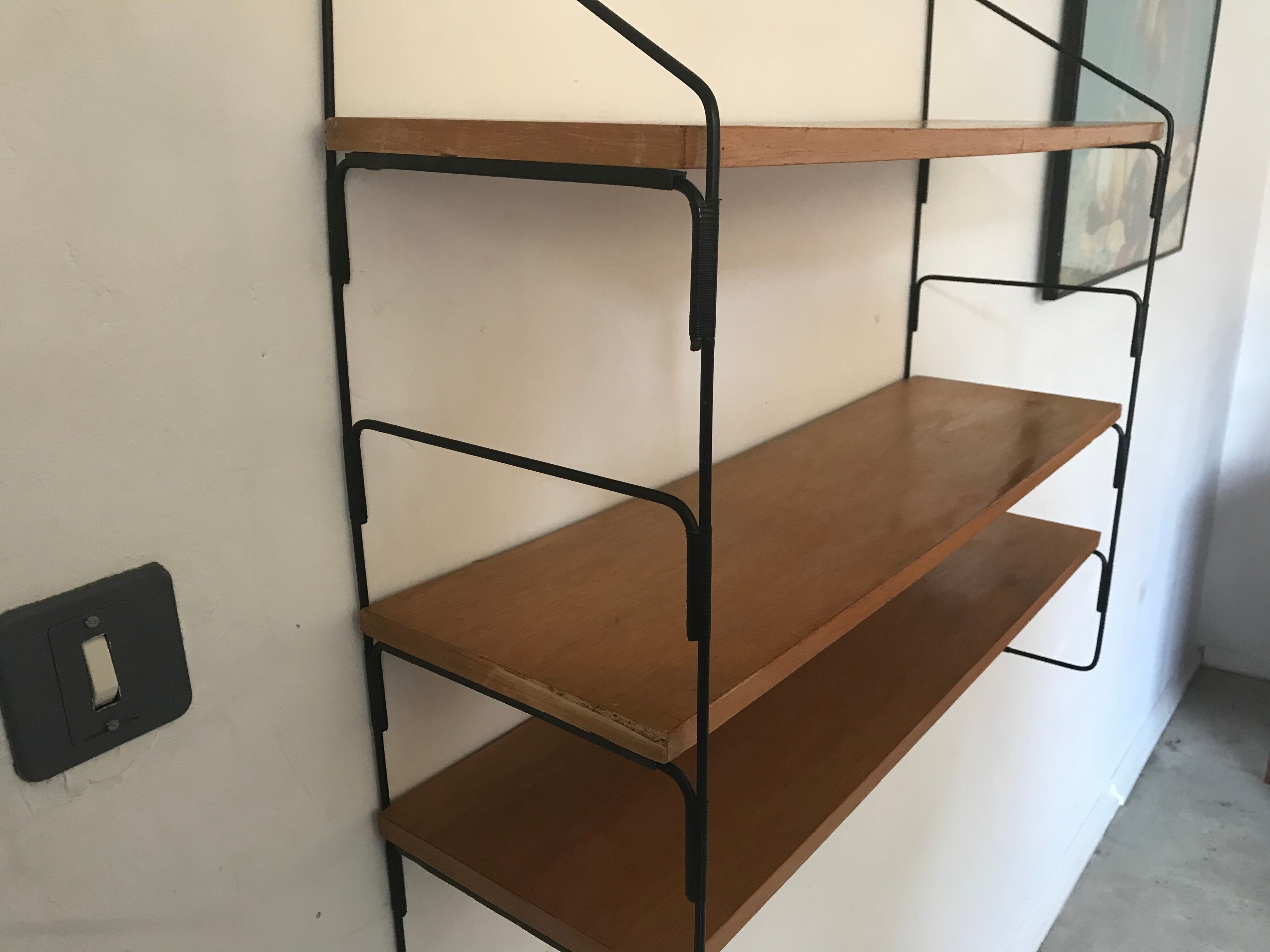 Vintage thong shelf wood and metal