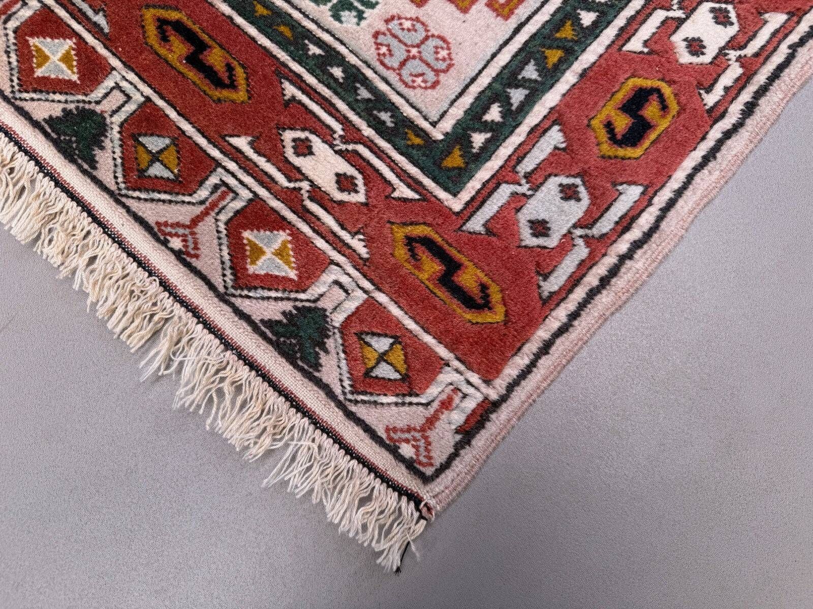 Old Turkish Kazak rug 90x115 cm vintage tribal, square medium 2574