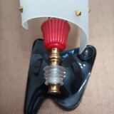 Pair of vintage wall lights Rockabilly 1950s brass, black and red