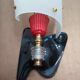 Pair of vintage wall lights Rockabilly 1950s brass, black and red