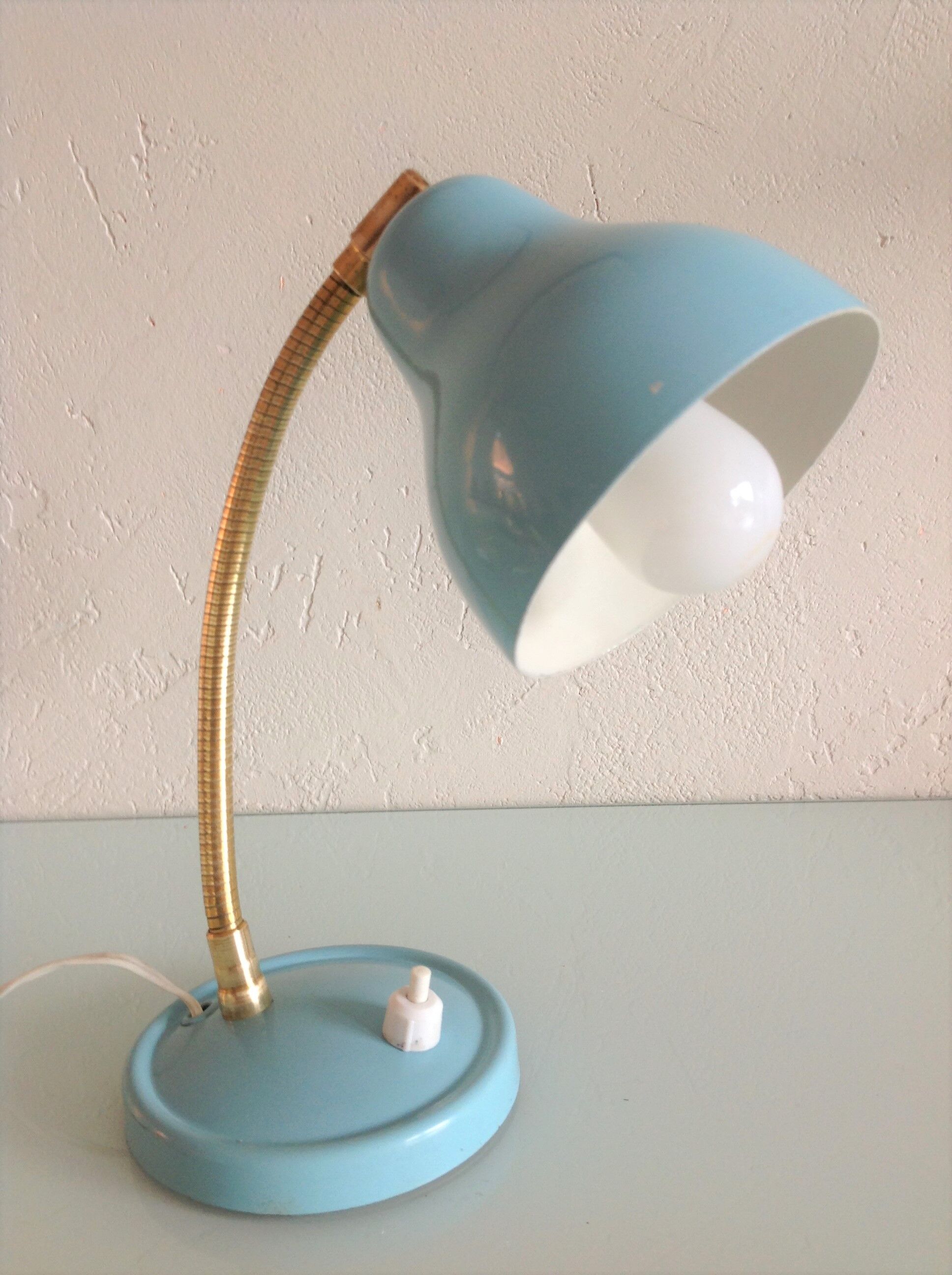 Sky blue / vintage casserole lamp 50s-60s