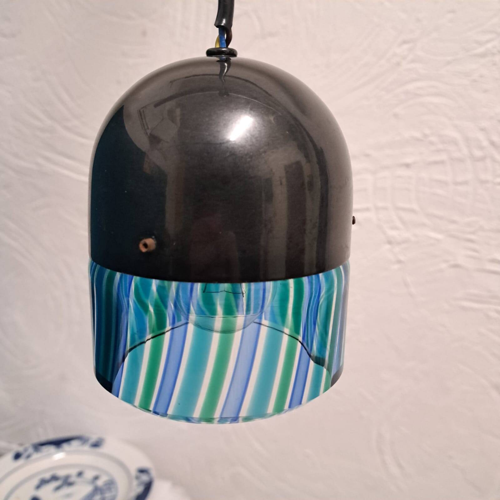 Suspension lamp, 1980s, glass with alternating rods