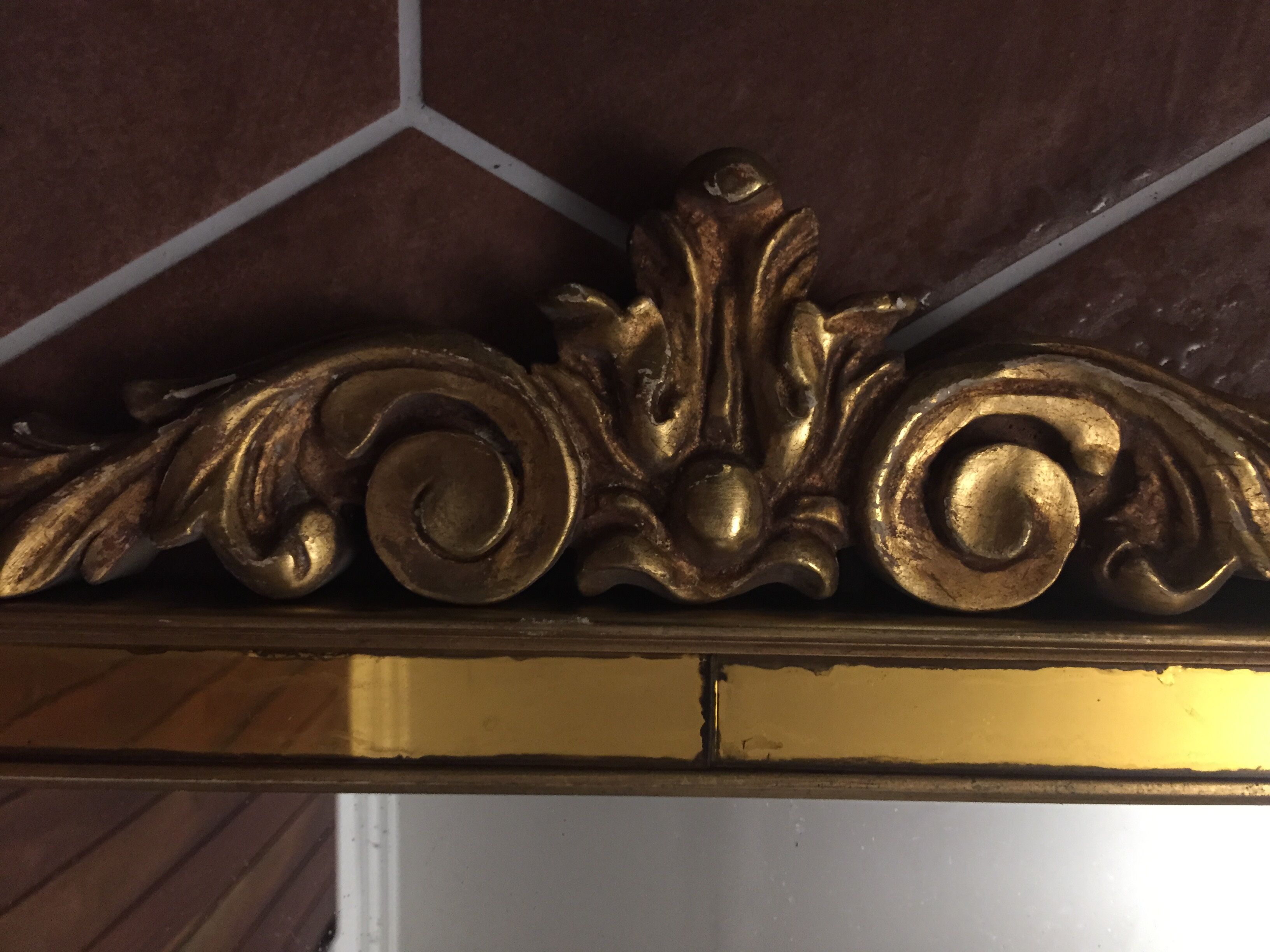 Golden wooden mirror - 87x51cm