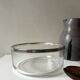 Large glass salad bowl with chrome metal rim, Bormioli Rocco Italy 1970.
