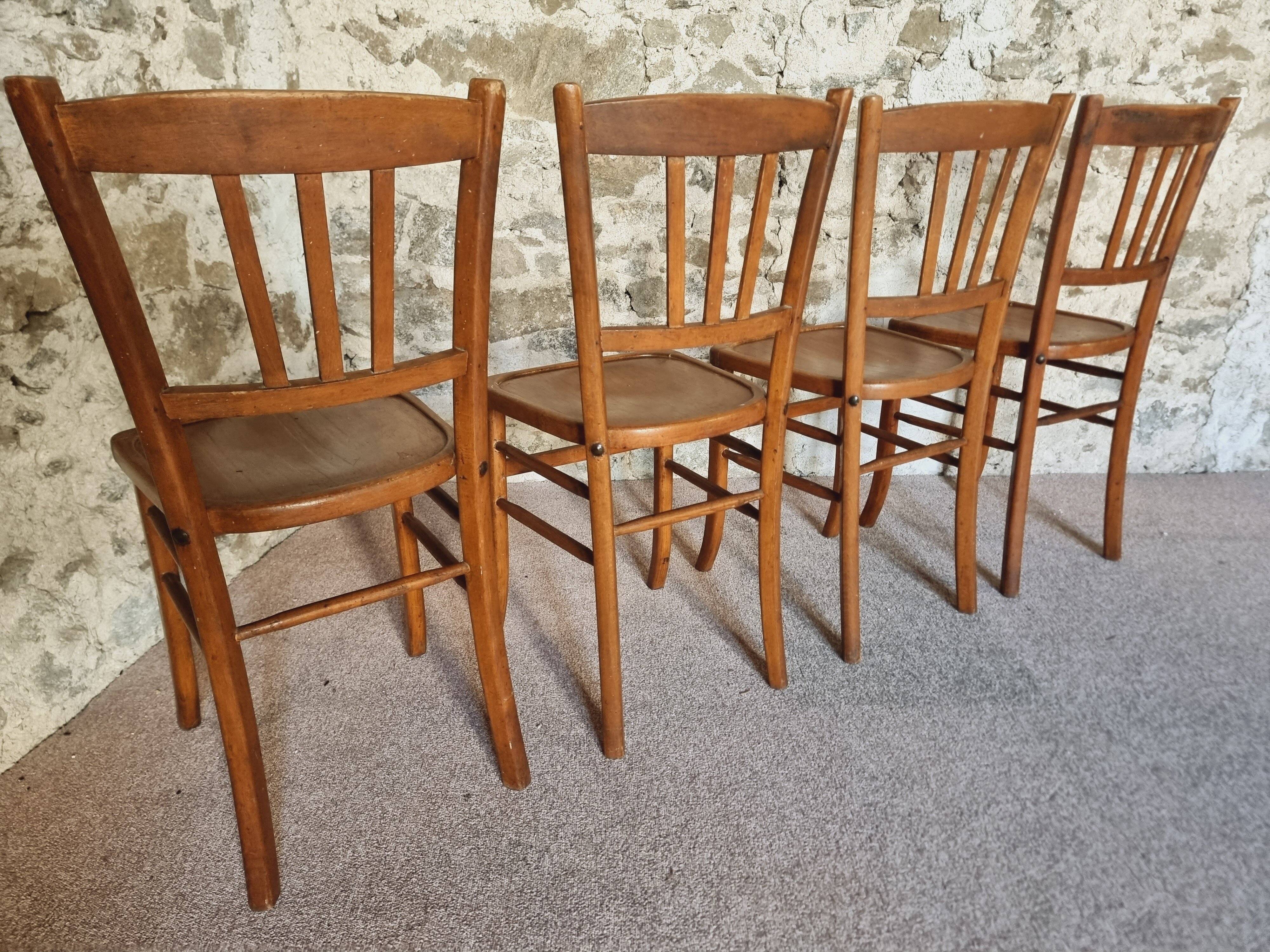 Set of 4 vintage Luterma beech bistro chairs – 1950s