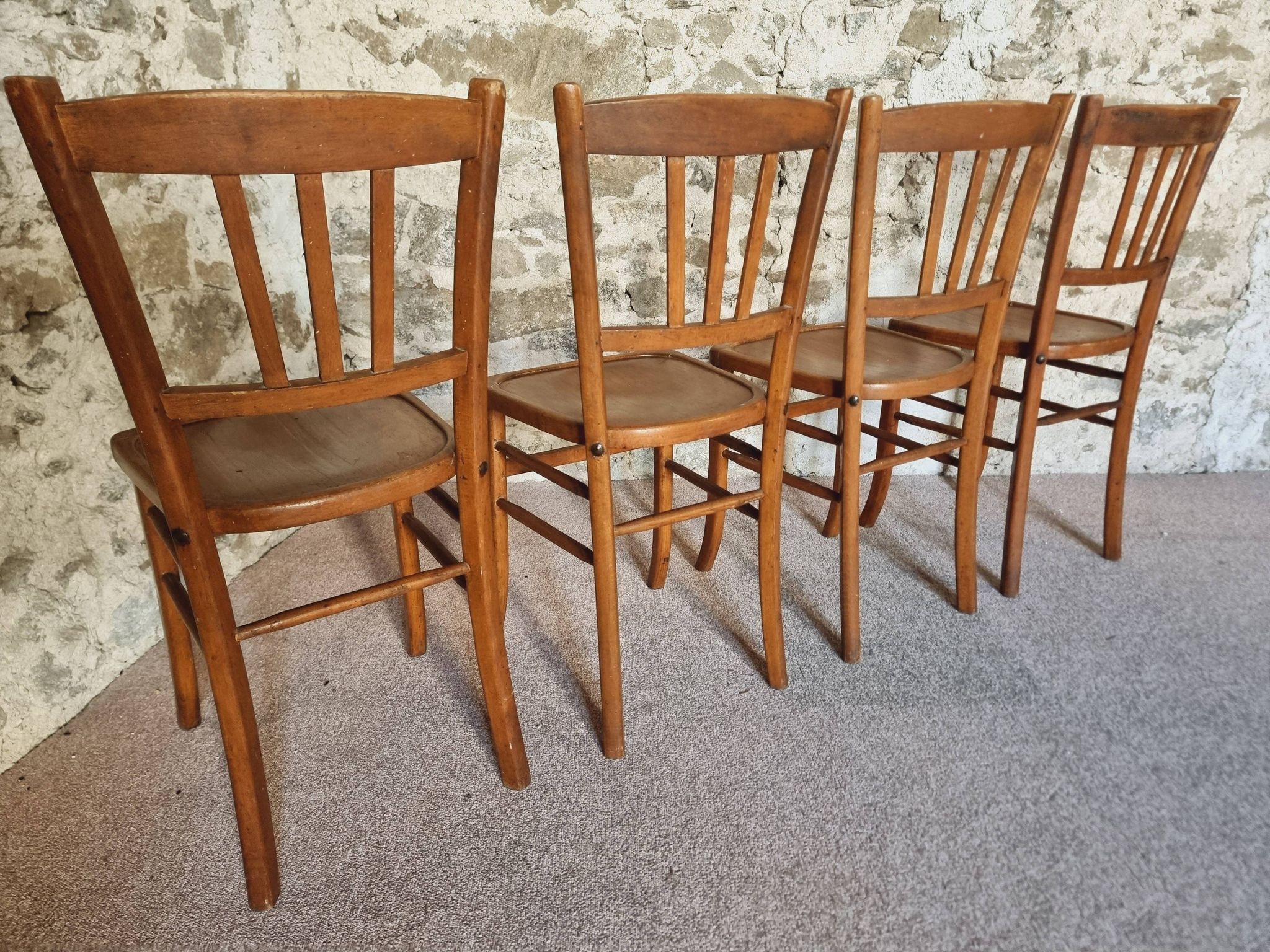 Set of 4 vintage Luterma beech bistro chairs – 1950s