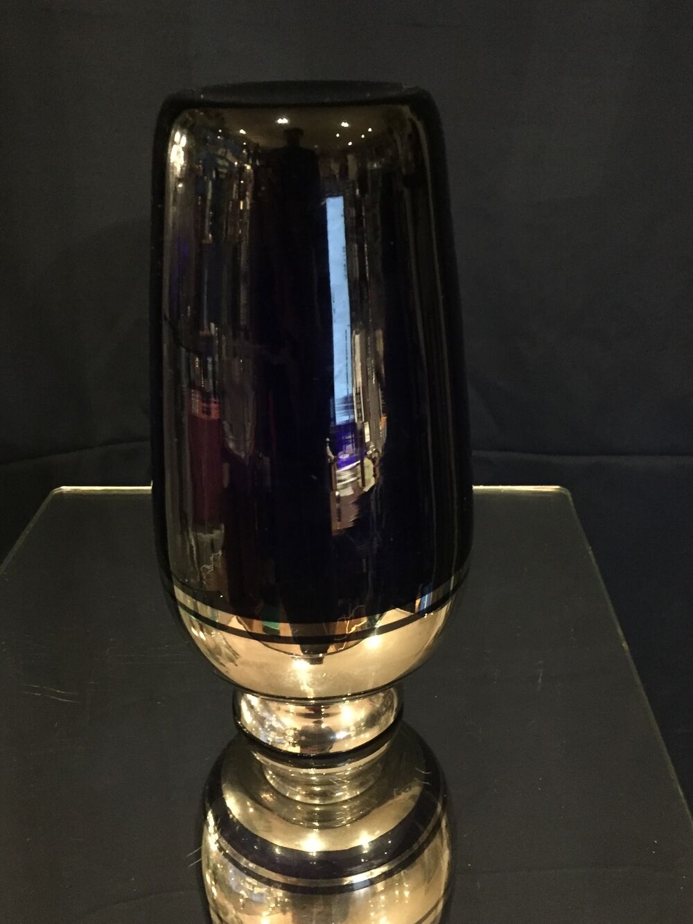 Vase soliflore royal blue and silver years 1930 1940