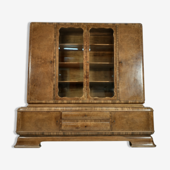 Art deco bookcase with walnut veneer, 1940s