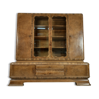Art deco bookcase with walnut veneer, 1940s