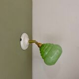 Vintage tulip wall lamp in clichy glass green mint