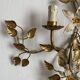 Grande applique fleurs et feuillage en métal doré années 50-60