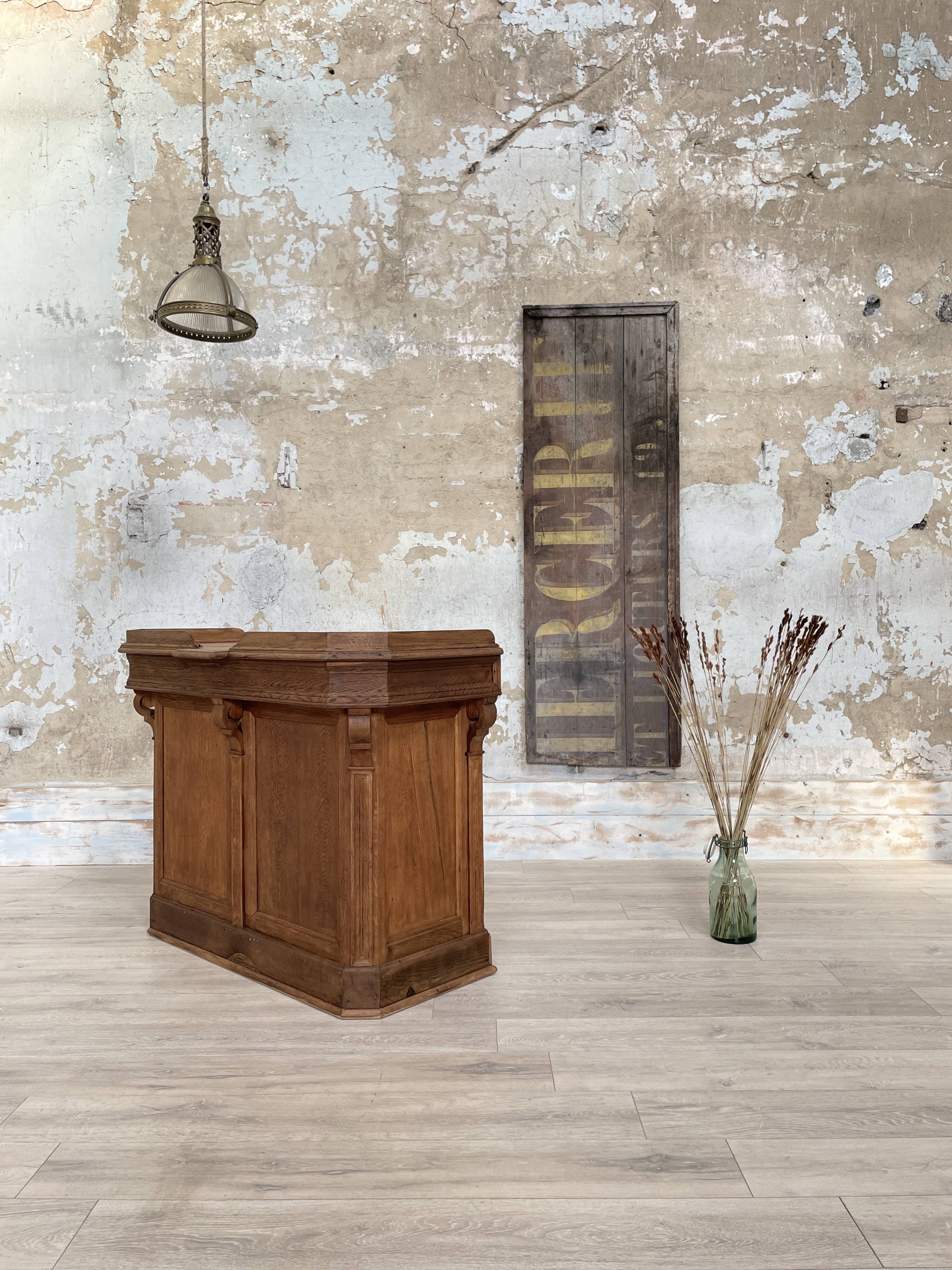 Solid oak box countertop, circa 1900.