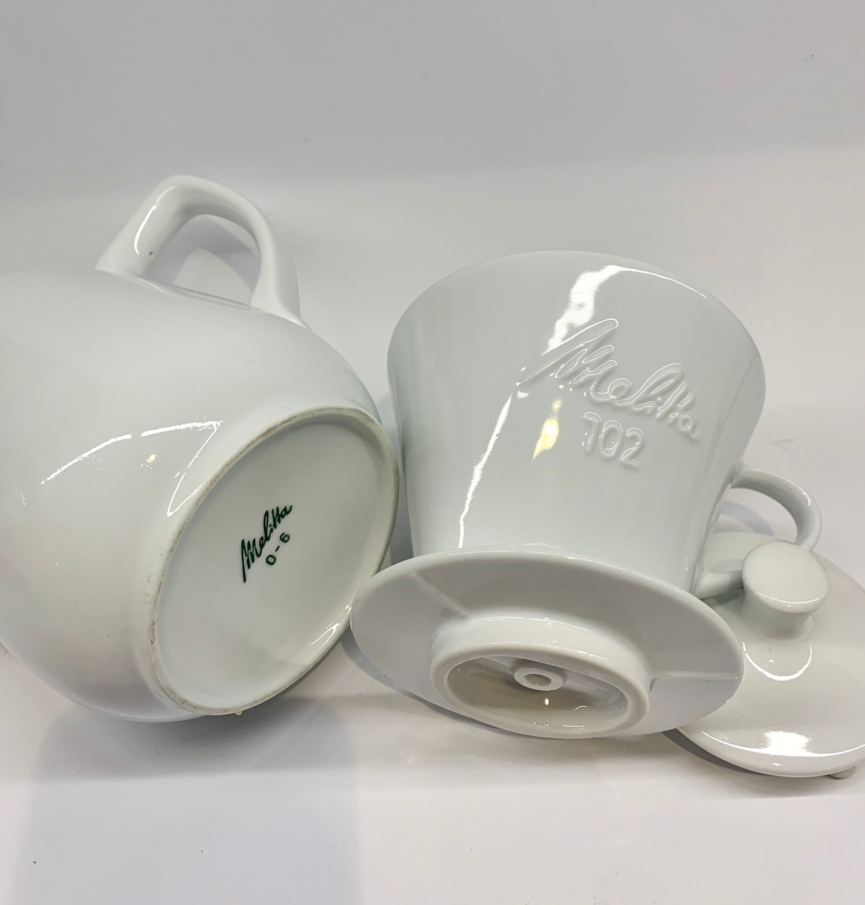 Melitta ceramic coffeepot & filter, 1960s