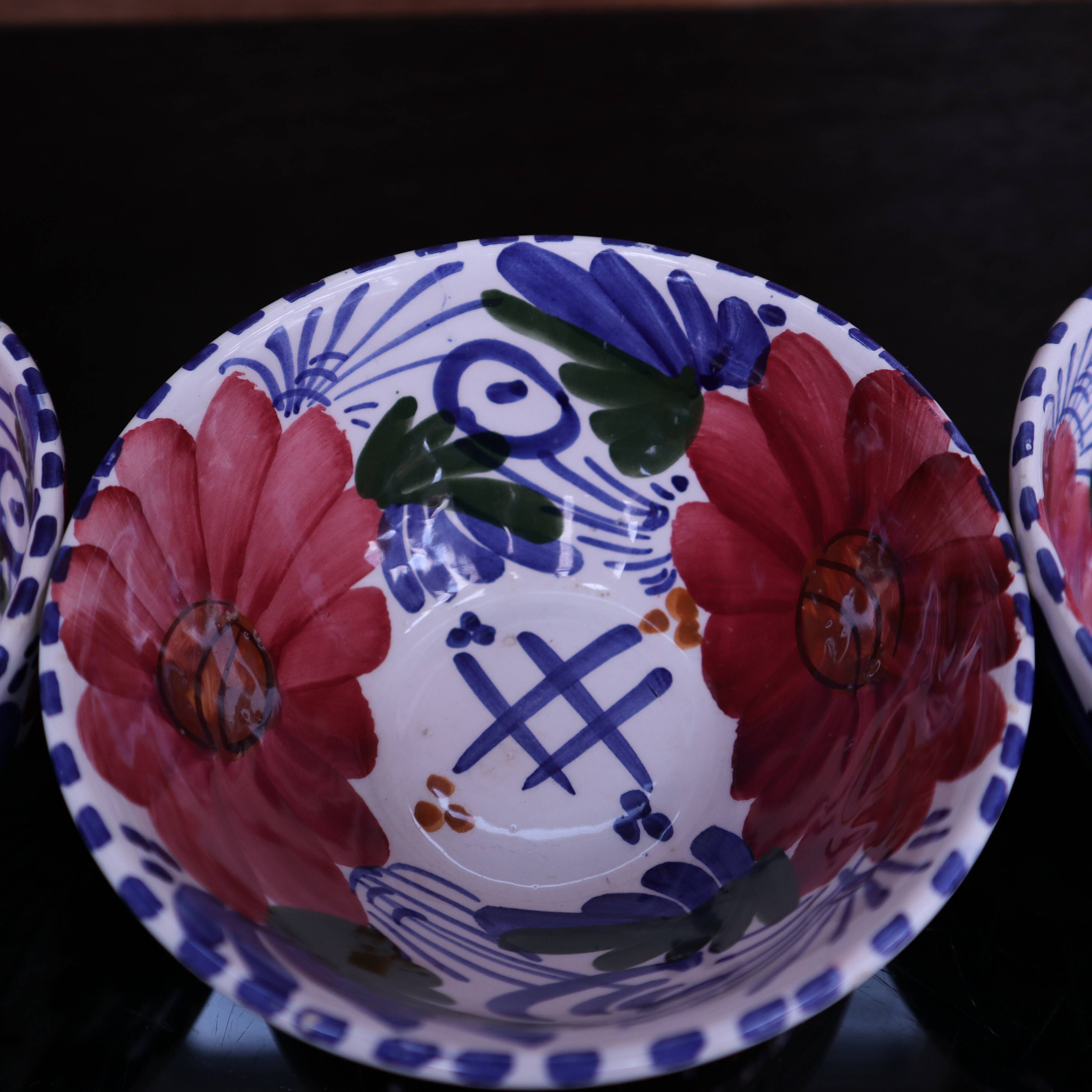 4 Pretty vintage ceramic bowls hand-painted