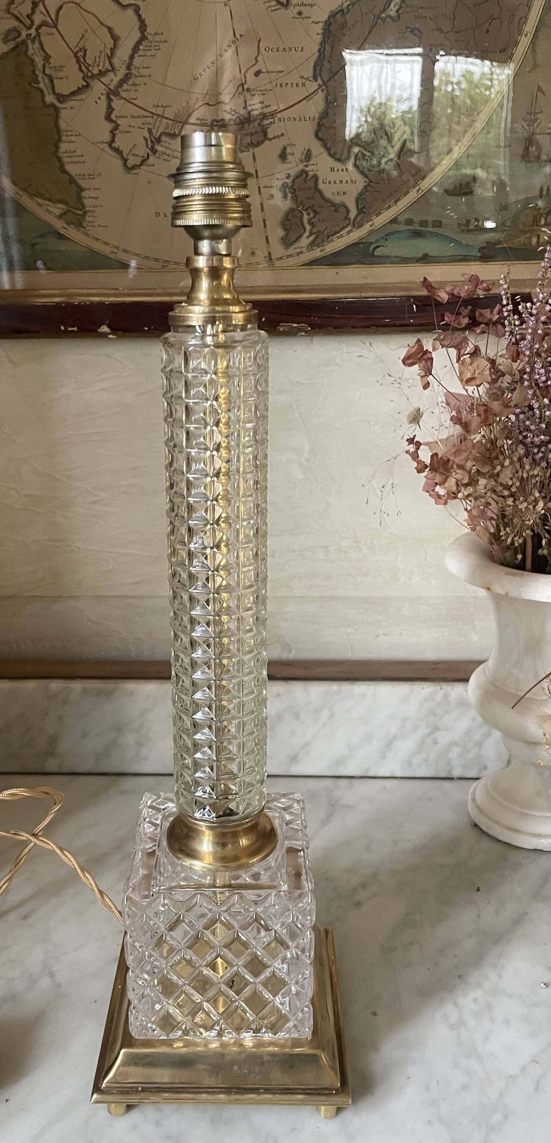 Brass, glass and crystal lamp v