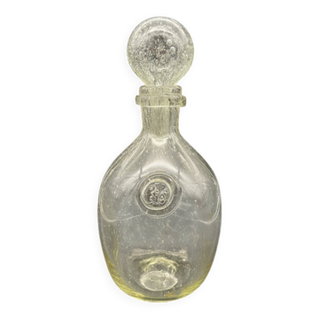 Vintage carafe from Verrerie de Biot in bubble glass with a round stopper.