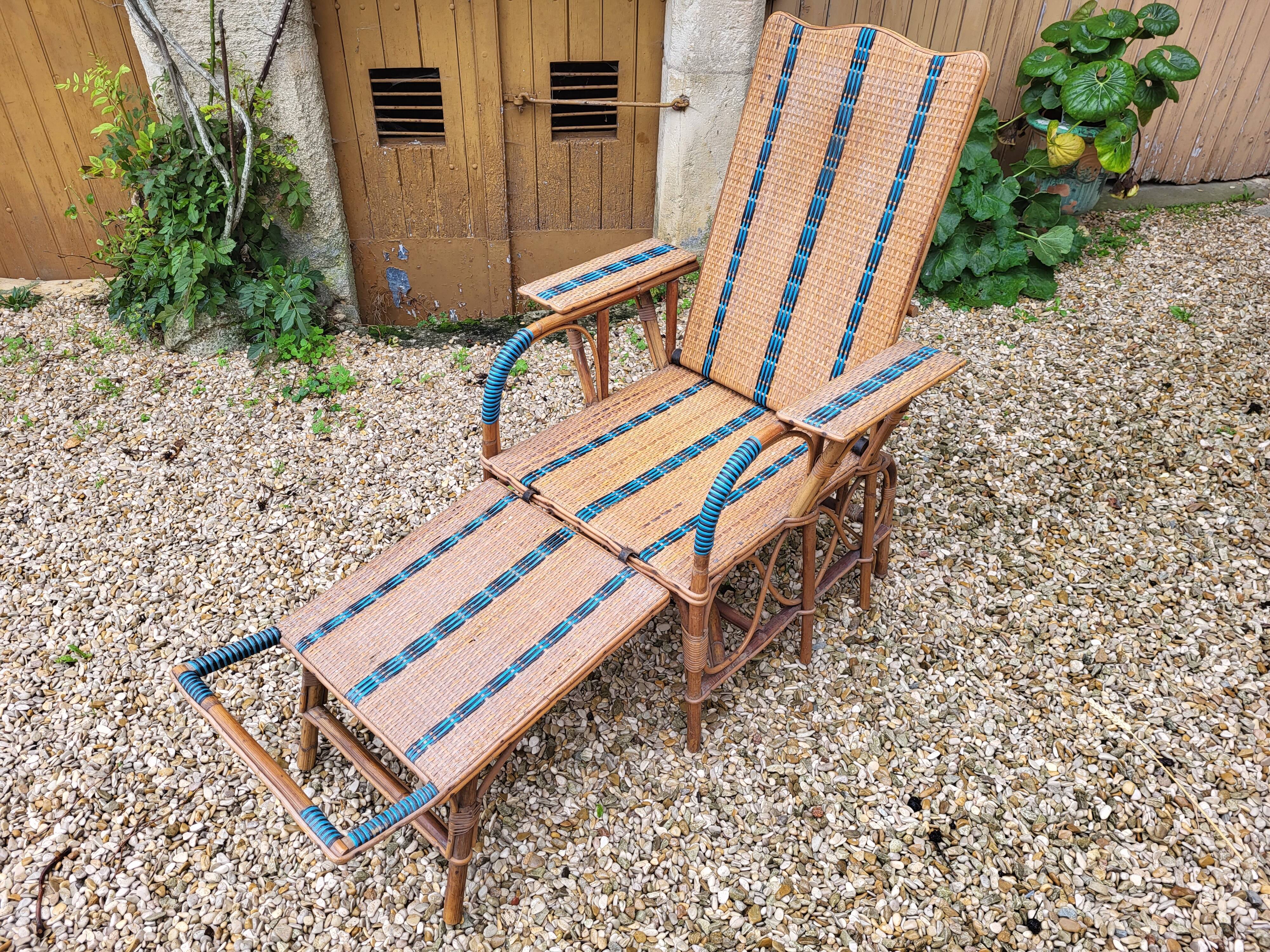 Rattan armchair / chaise longue
