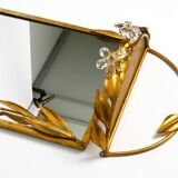 Metall wall mirror and matching shelf gold plated plated by Banci Firenze