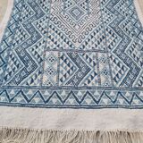 Traditional handmade white and blue margoum rug