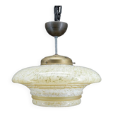 Modernist Art Deco pendant light in acid-etched “cloud” glass, France, Circa 1930