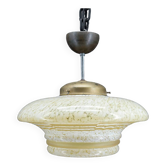 Modernist Art Deco pendant light in acid-etched “cloud” glass, France, Circa 1930