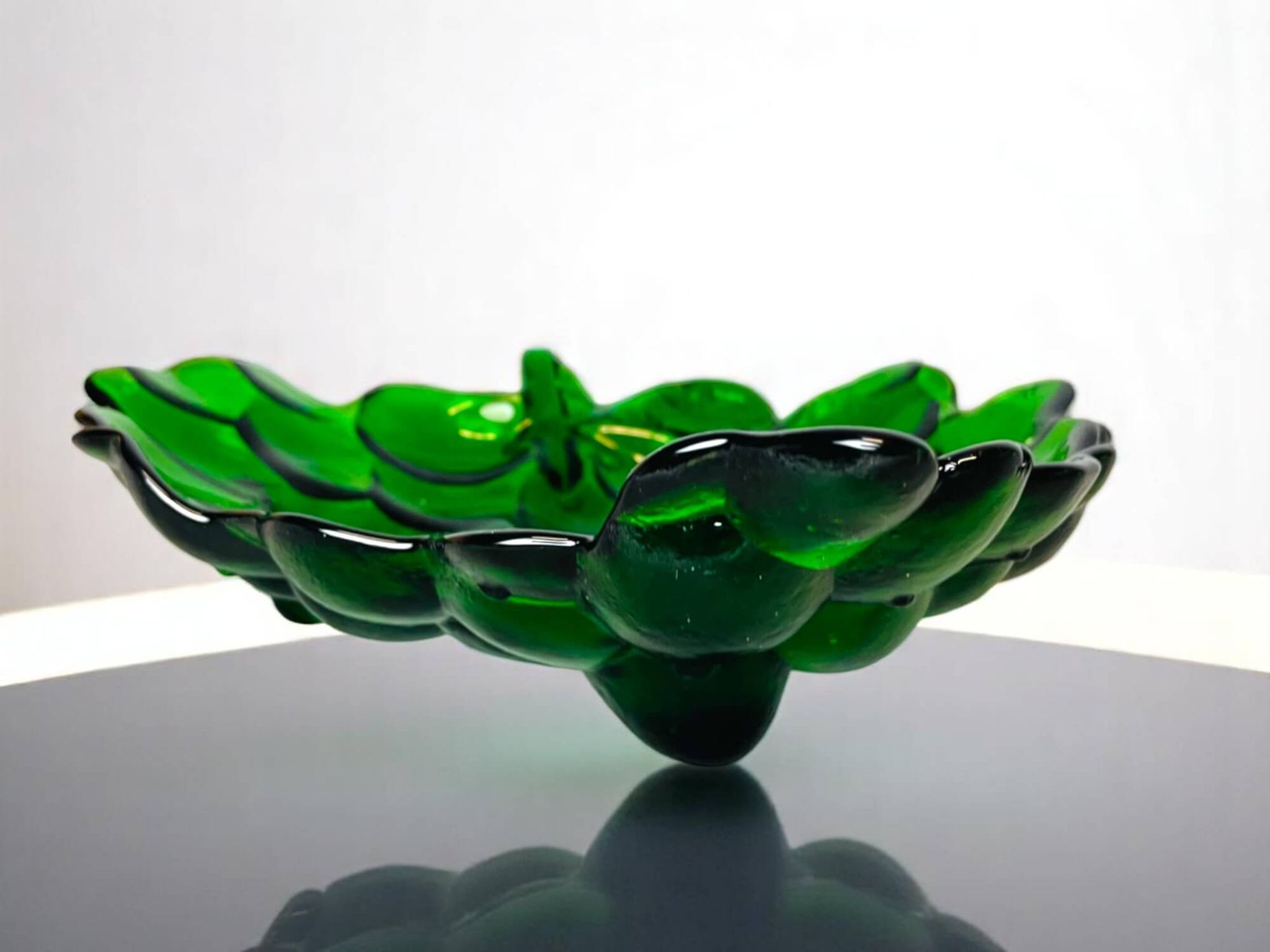 Green depression glass grape shaped vase