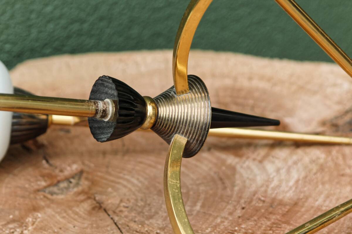 60s chandelier, brass and opaline