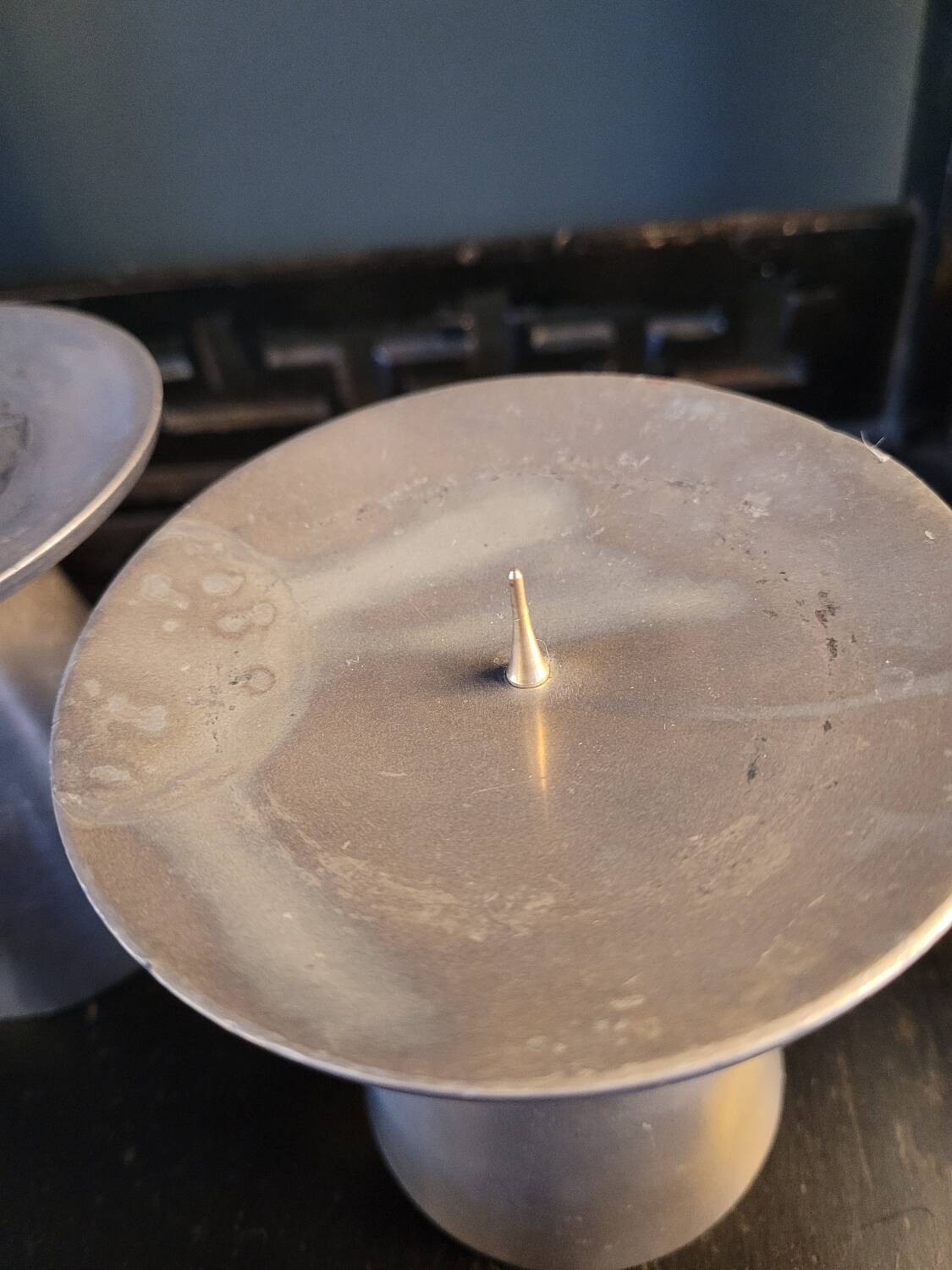 Pair of Scandinavian aluminum candlesticks