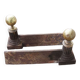 Antique neoclassical cast iron & brass fireplace andirons
