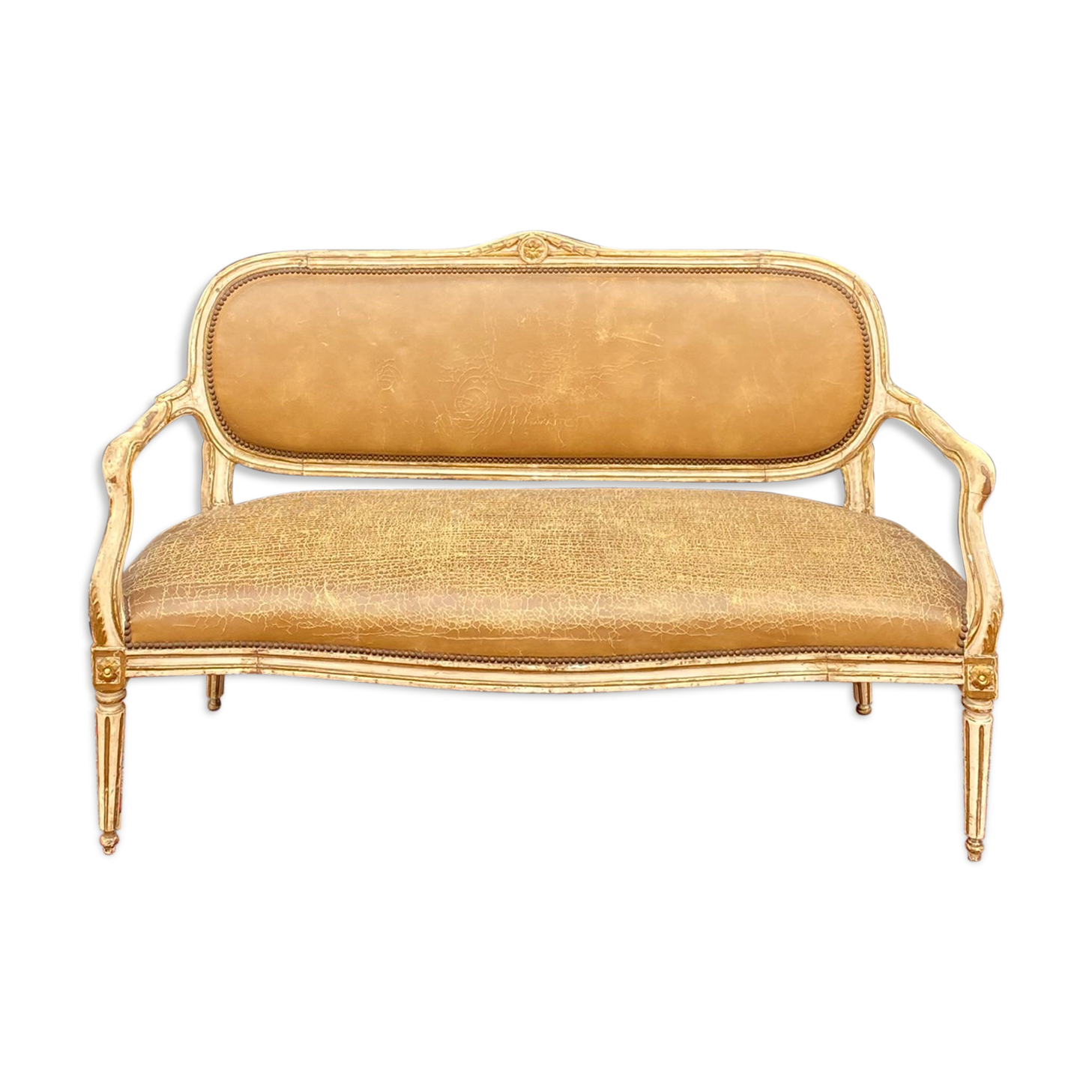 Louis XVI Period Laqué Wooden Bench Italian Work