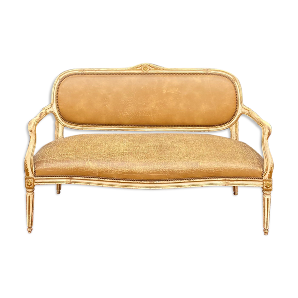 Banquette en bois laqué d’époque Louis XVI travail Italien