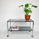 Console vintage chromée et verre fumé