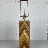 Midcentury pencil reed rattan bamboo and brass table lamp, 1970s