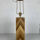 Midcentury pencil reed rattan bamboo and brass table lamp, 1970s