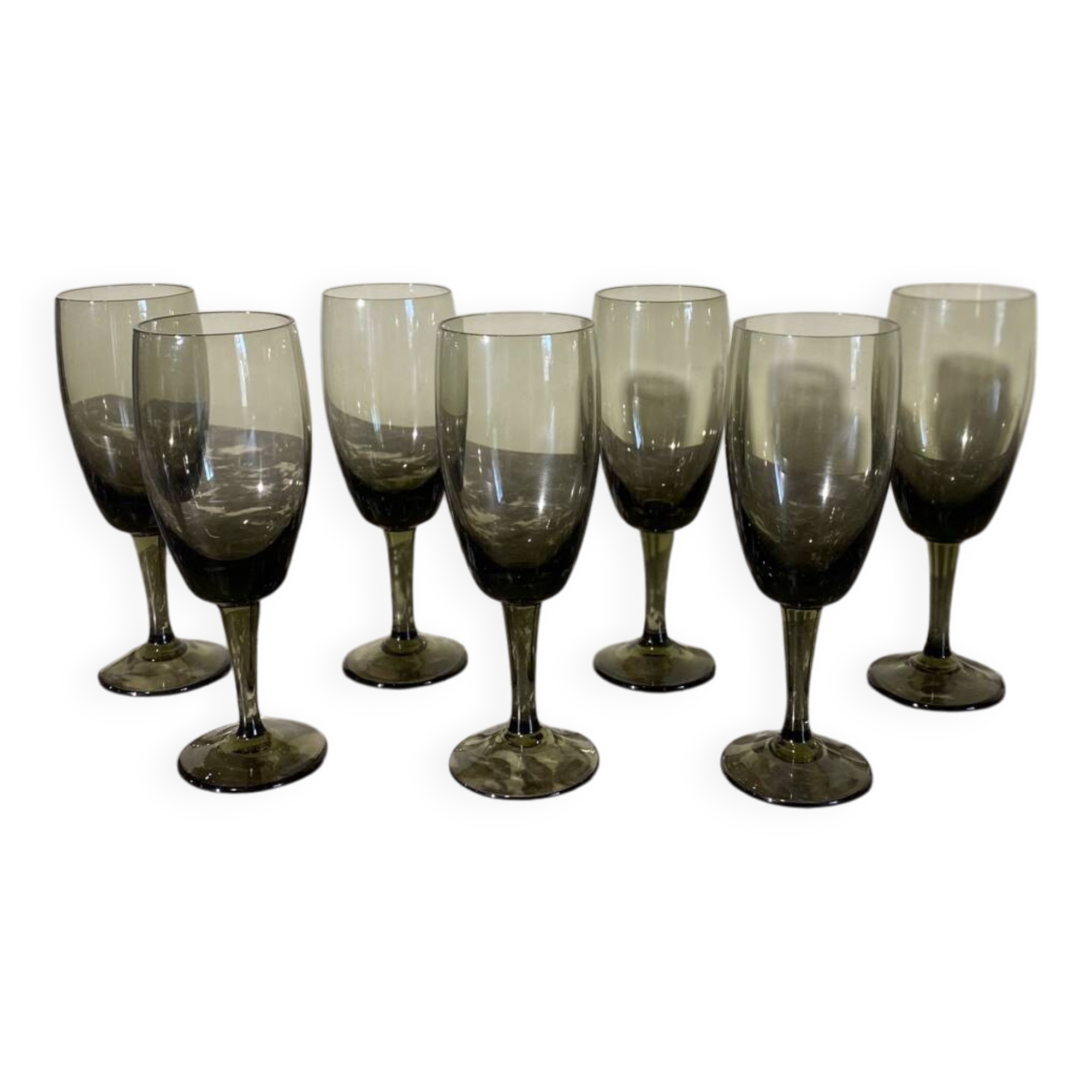 Small smoked glass flutes