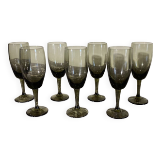 Small smoked glass flutes