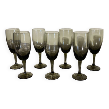 Small smoked glass flutes