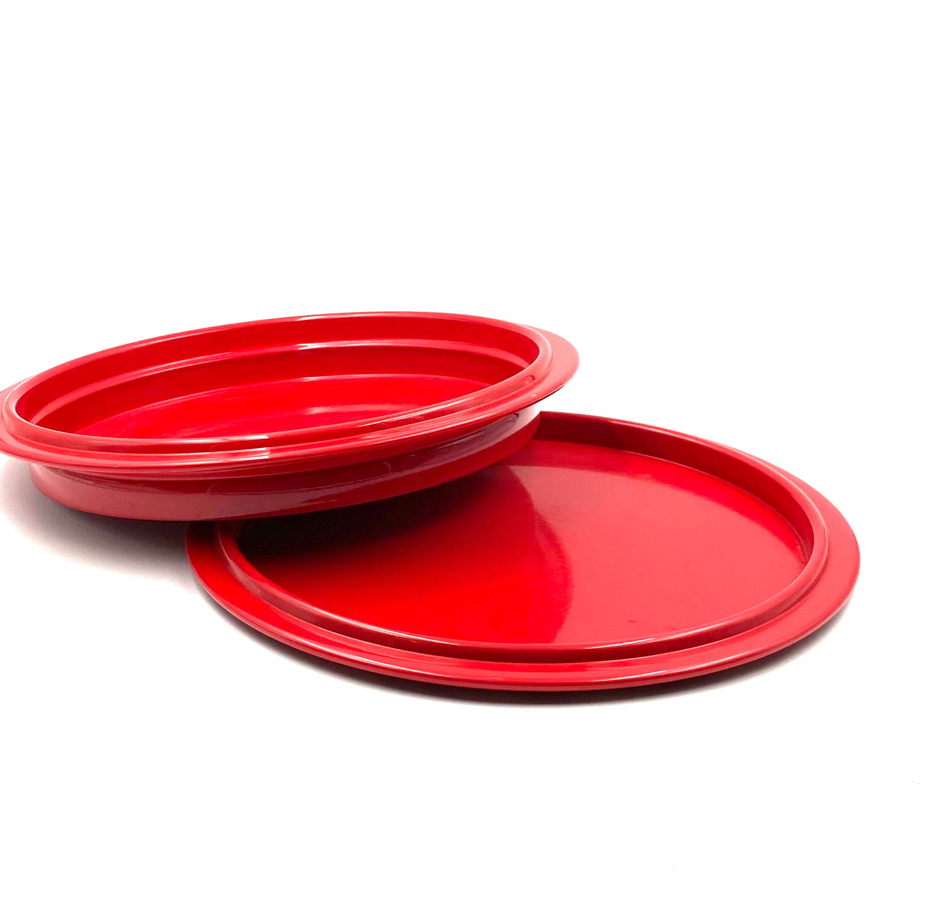 Gianfranco Frattini, red tray, Progetti Italy, 1970s