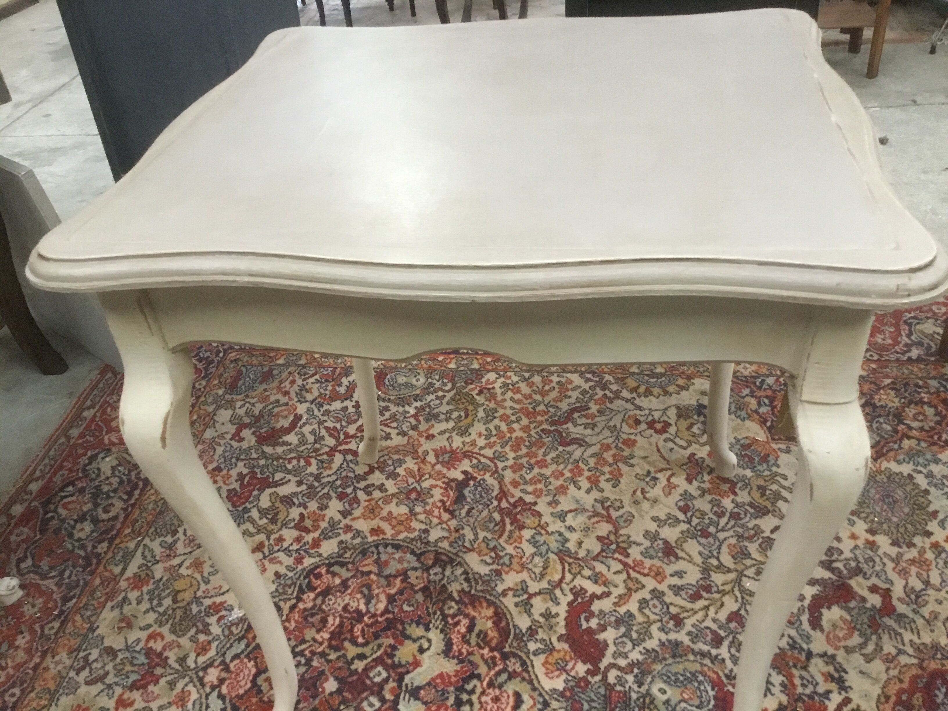 Square wooden painted and patinated table