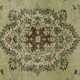 Tapis Oushak Ancien – Vert Sauge & Motifs Floraux, 179 x 281 cm