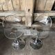 Pair Stool Foot Bar Tulip Metal Chrome + Seat Plexi Transparent Vintage