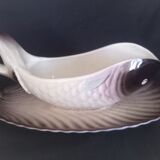 Fish service for 12 people in Longwy ceramic, Copenhagen model, 1960s