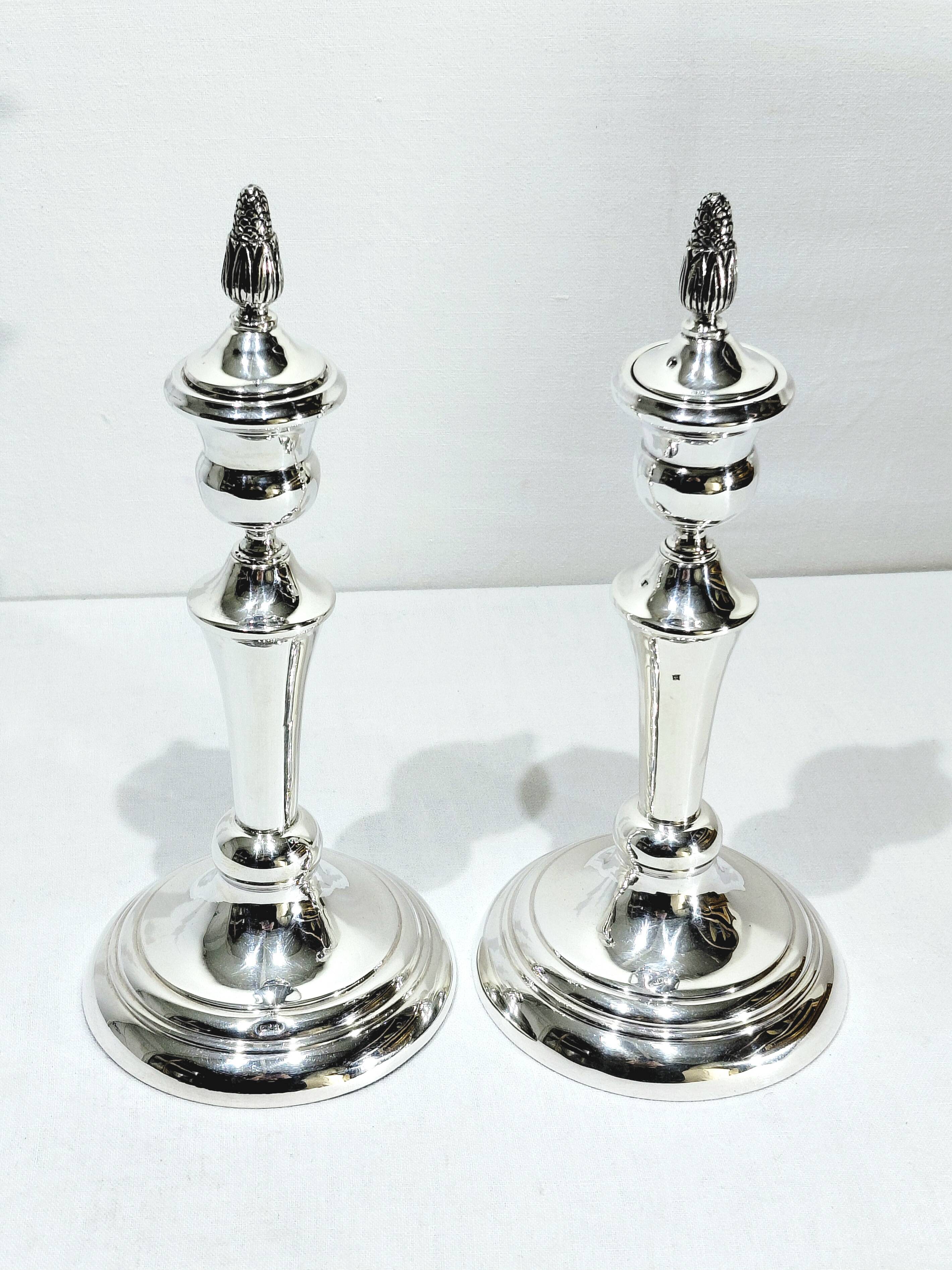 Pair of Silver Candle Holders Egypt