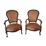 Pair mahogany armchairs end 19th
