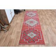 1970s Pink Turkish Handmade Vintage Oushak Wool Runner 84x269