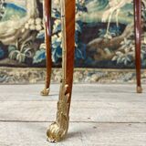 Pedestal table in marquetry and gilded bronzes, louis xv style, napoleon iii period