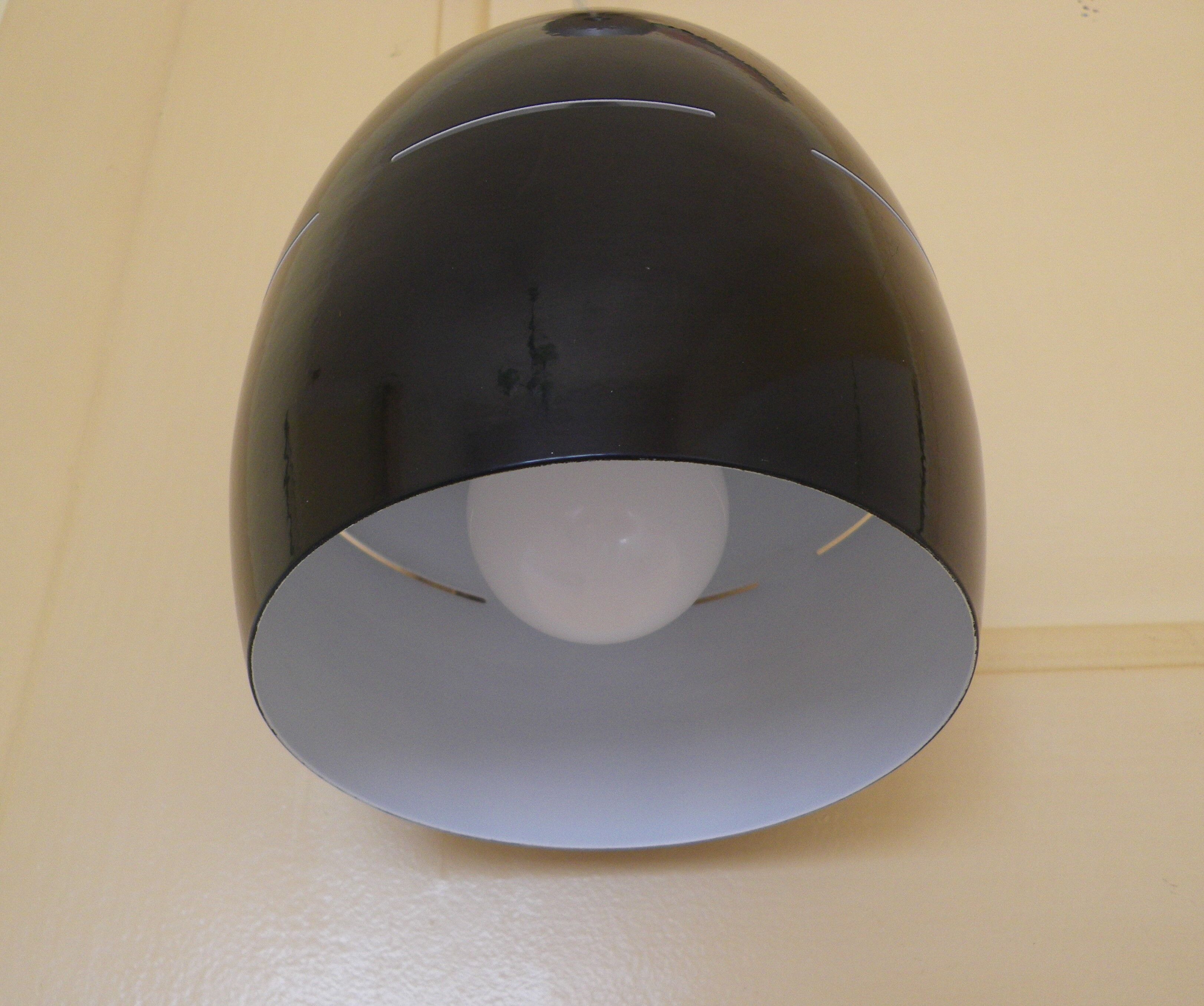 Space age style pendant lamp in openwork black metal