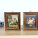 Pair of small Italian oil paintings, flowers and landscape.