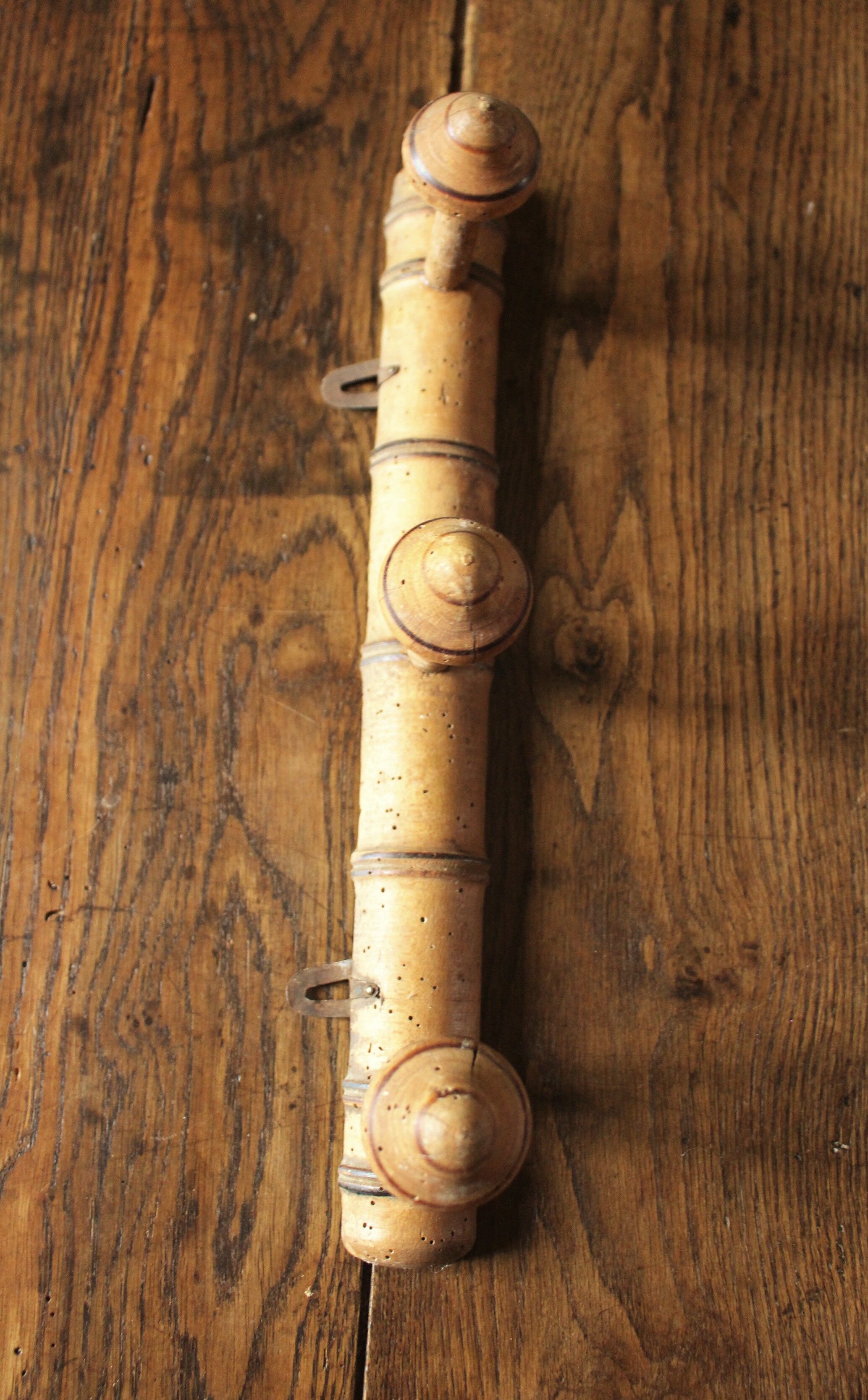 Coat rack Vintage wood bamboo three hooks