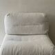 Italian off-white chenille armchair with a wooden base, 1970s design.